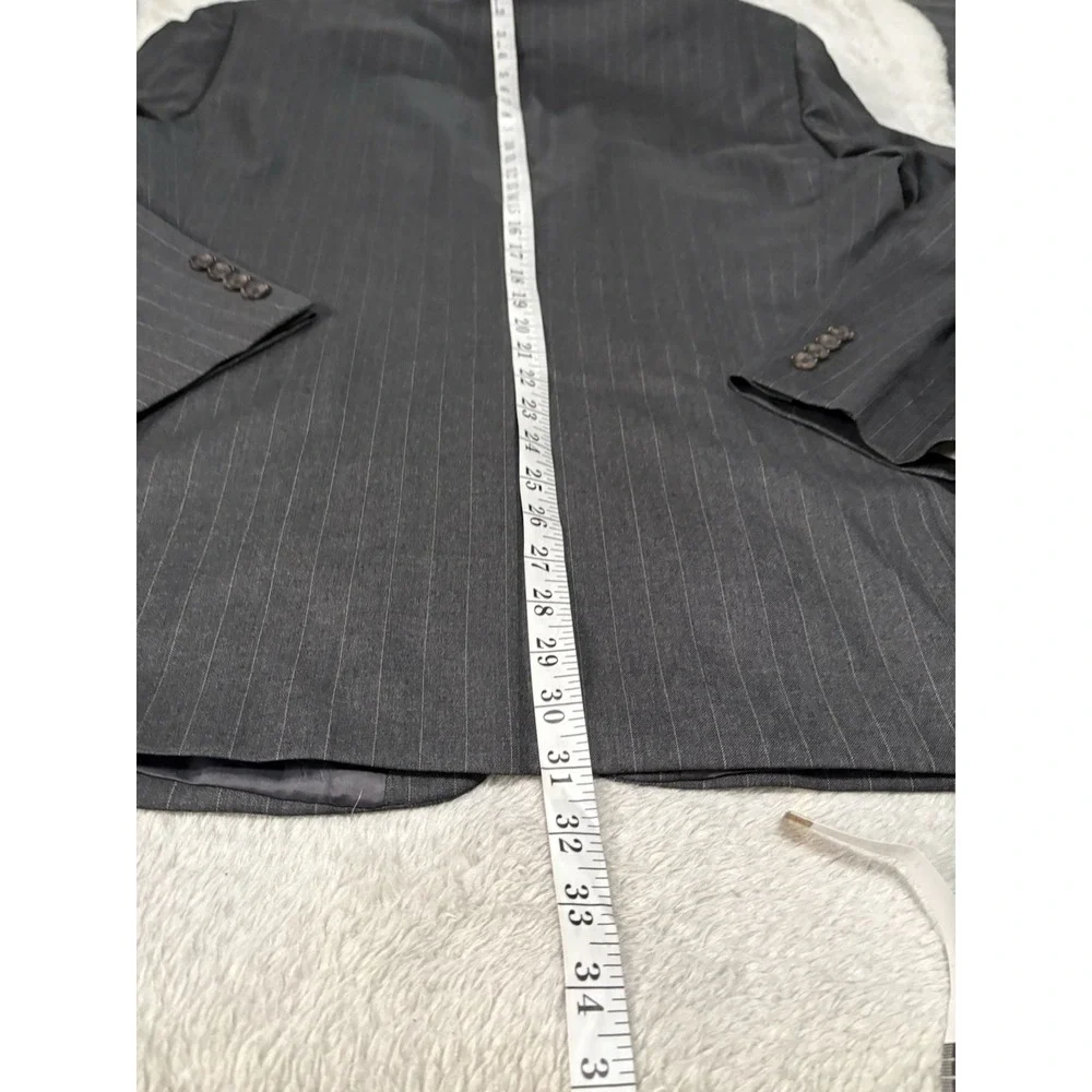 Lauren Ralph Lauren Gray‎ Pinstripe Wool Blazer Jacket Size 42R 2 Button